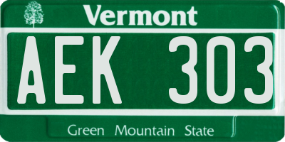 VT license plate AEK303