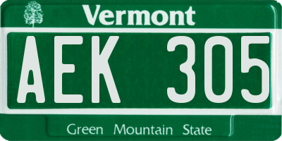 VT license plate AEK305