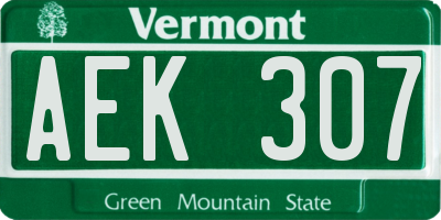 VT license plate AEK307