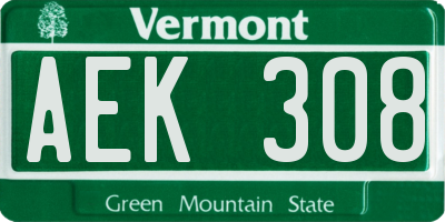 VT license plate AEK308