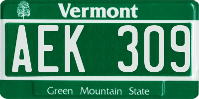 VT license plate AEK309