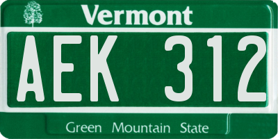 VT license plate AEK312