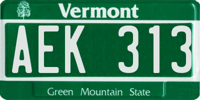 VT license plate AEK313