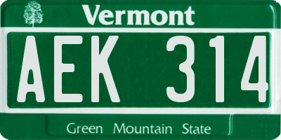 VT license plate AEK314