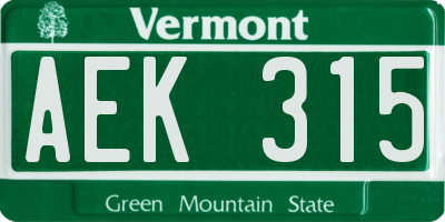 VT license plate AEK315