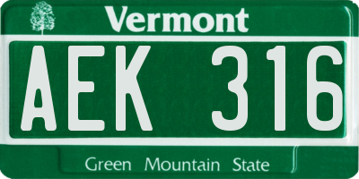 VT license plate AEK316