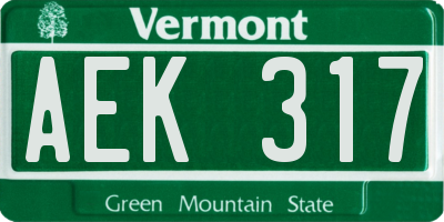 VT license plate AEK317