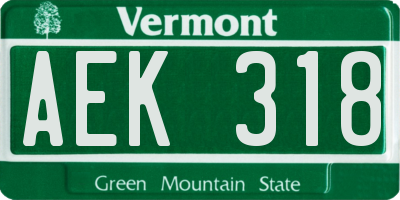 VT license plate AEK318