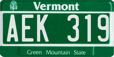 VT license plate AEK319