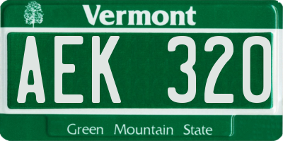 VT license plate AEK320