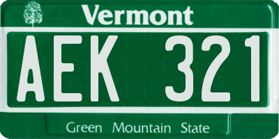 VT license plate AEK321