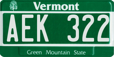 VT license plate AEK322