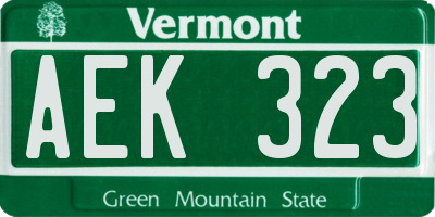 VT license plate AEK323