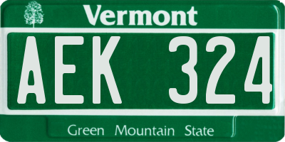 VT license plate AEK324