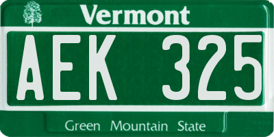 VT license plate AEK325