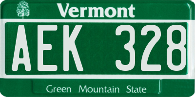 VT license plate AEK328