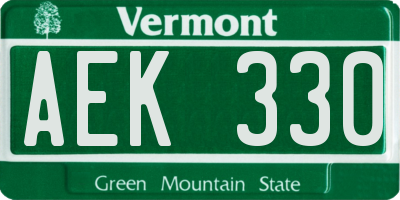 VT license plate AEK330