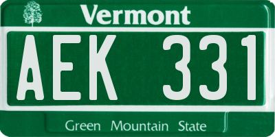 VT license plate AEK331