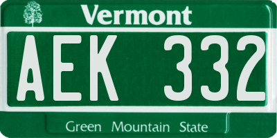 VT license plate AEK332