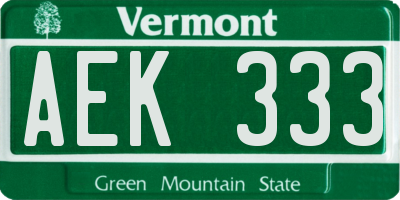 VT license plate AEK333