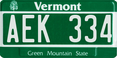 VT license plate AEK334