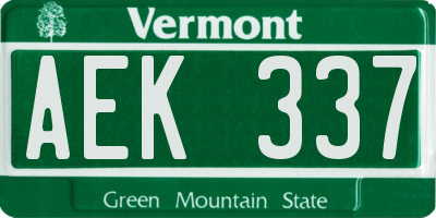 VT license plate AEK337