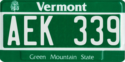 VT license plate AEK339