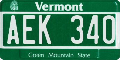 VT license plate AEK340