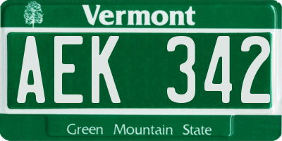 VT license plate AEK342