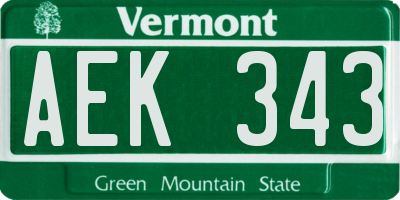 VT license plate AEK343