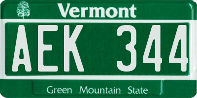 VT license plate AEK344