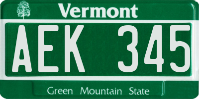 VT license plate AEK345