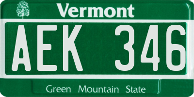 VT license plate AEK346