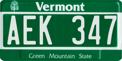 VT license plate AEK347