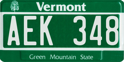 VT license plate AEK348