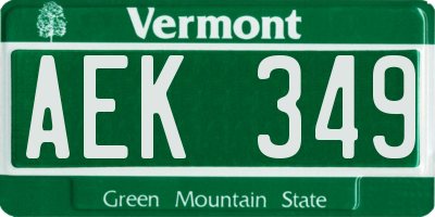 VT license plate AEK349