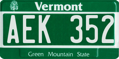 VT license plate AEK352