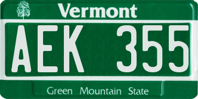 VT license plate AEK355