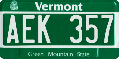 VT license plate AEK357