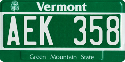 VT license plate AEK358