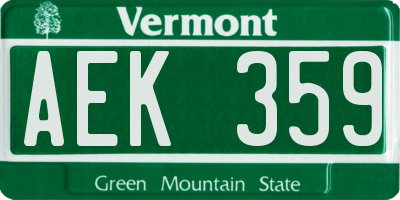 VT license plate AEK359