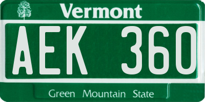 VT license plate AEK360