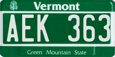 VT license plate AEK363