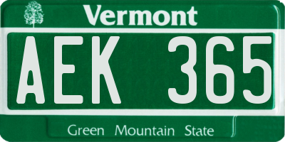 VT license plate AEK365