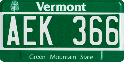 VT license plate AEK366