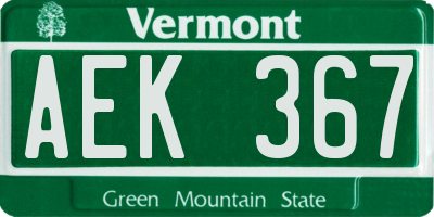 VT license plate AEK367