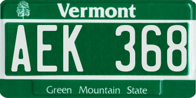 VT license plate AEK368