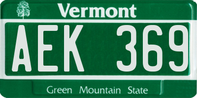 VT license plate AEK369