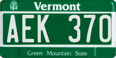 VT license plate AEK370