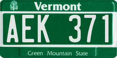 VT license plate AEK371